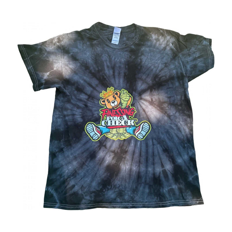 Black Tie-Dye Finessing For A Check Tee