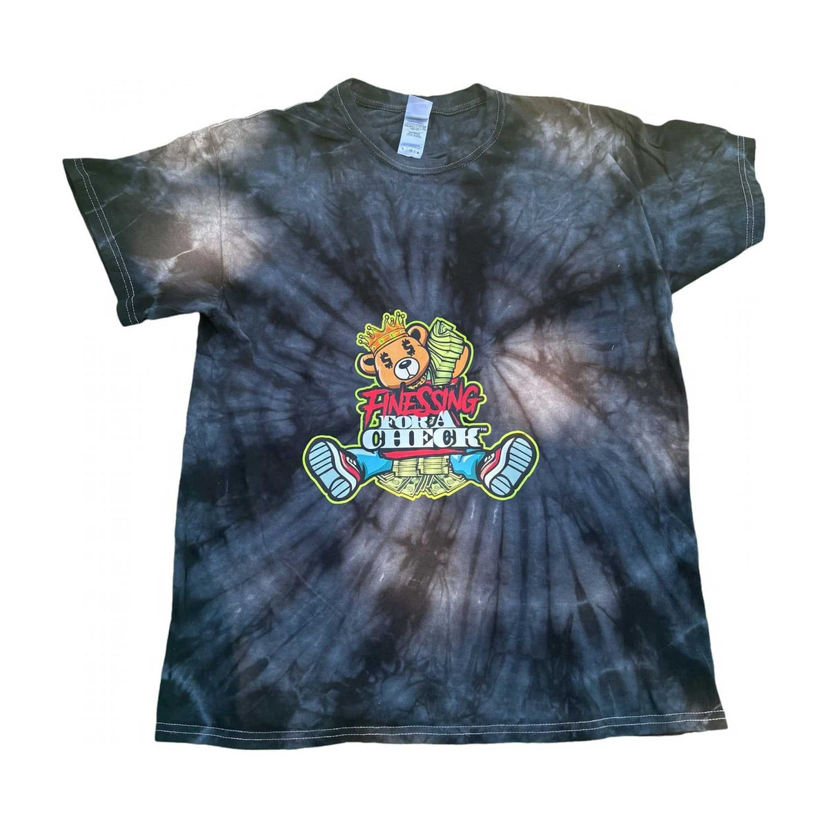 Black Tie-Dye Finessing For A Check Tee