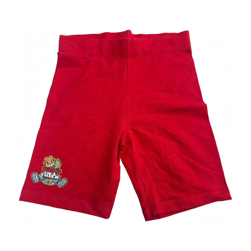 Red Finessing For A Check Biker Shorts